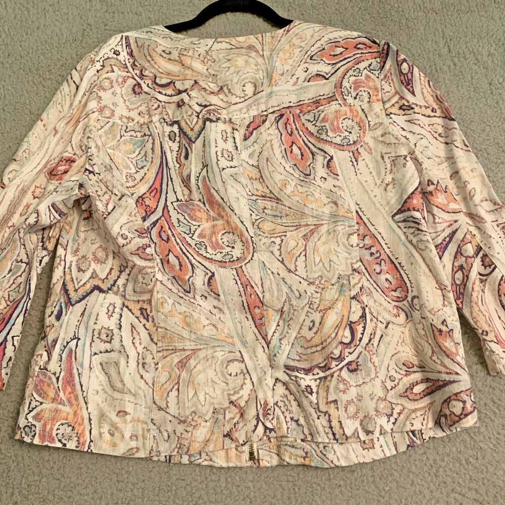 Chicos Women's 100% Linen Zip Up Jacket Paisley Lightweight Boho Size 2 Large - Picture 8 of 9